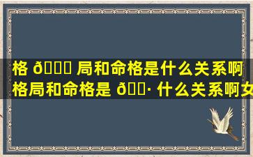 格 🐎 局和命格是什么关系啊「格局和命格是 🌷 什么关系啊女生」